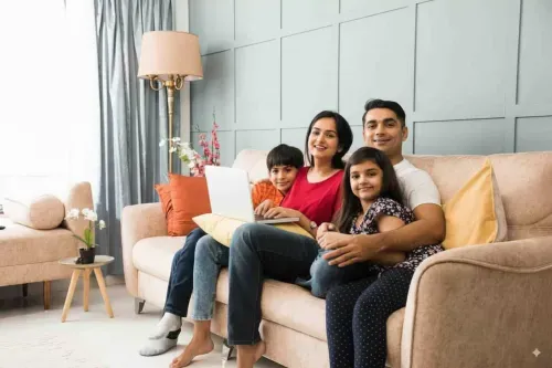 Prestige Horizon Heights family lifestyle image in a living room setting